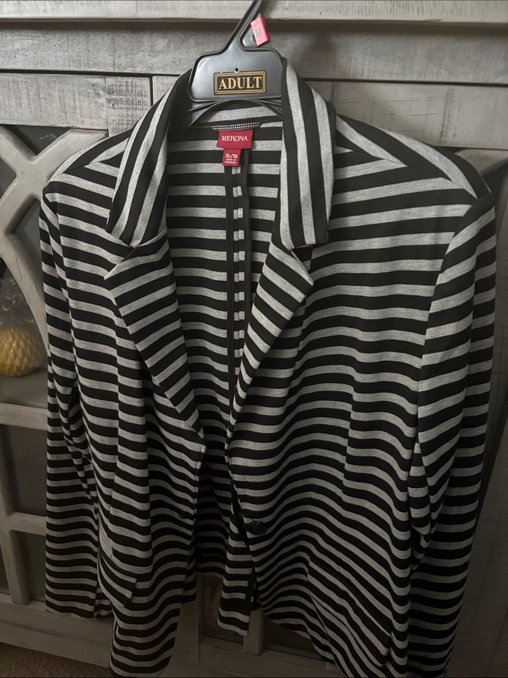 Merona Black and White Striped Blazer Jacket XL